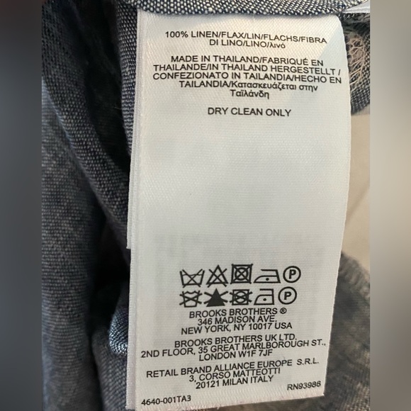 Brooks Brothers Shirt 6 Blue/White Button-up 100% Linen Long Sleeve Tunic - Picture 4 of 4